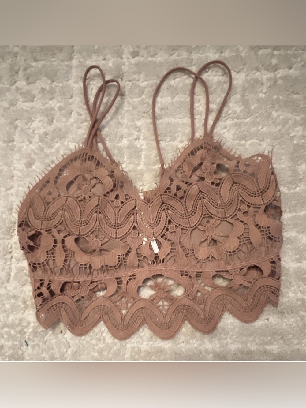 Anthropologie Wireless Pullover Floral Lace Bralette Bra Pink Spaghetti M